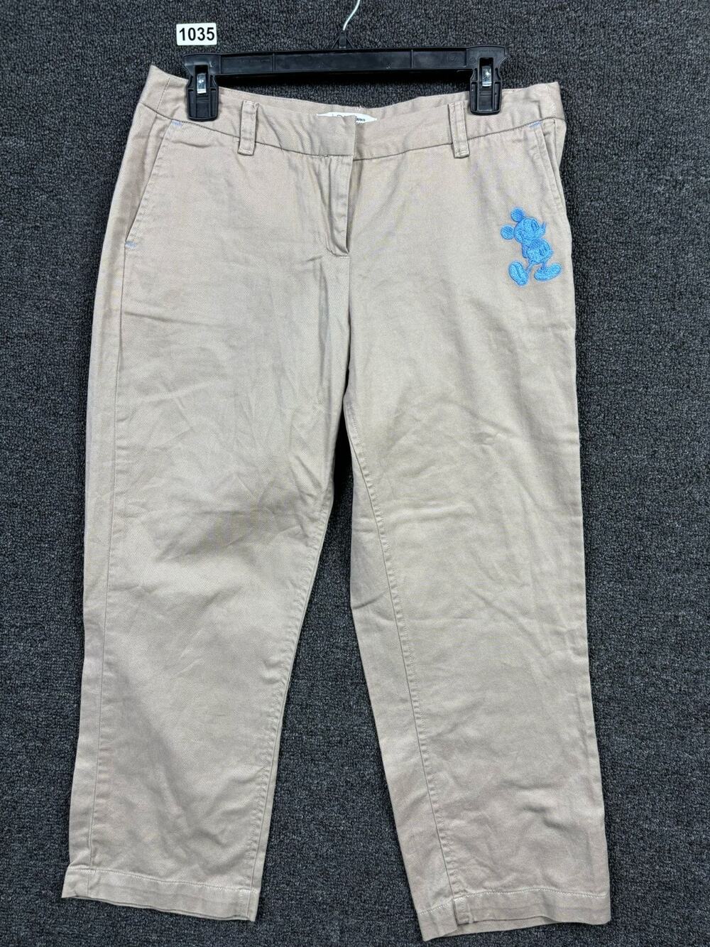 Disney Parks Mickey Mouse Capri Pants Womens Size 6 Khaki Casual Straight Leg